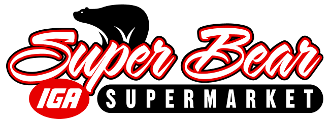 A theme footer logo of Super Bear IGA